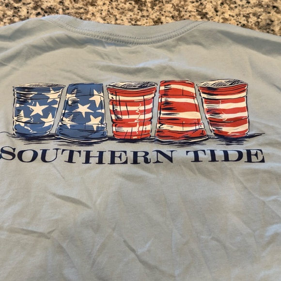 Southern Tide Graphic Pocket Tee American Flag Cups - Large - Picture 5 of 5